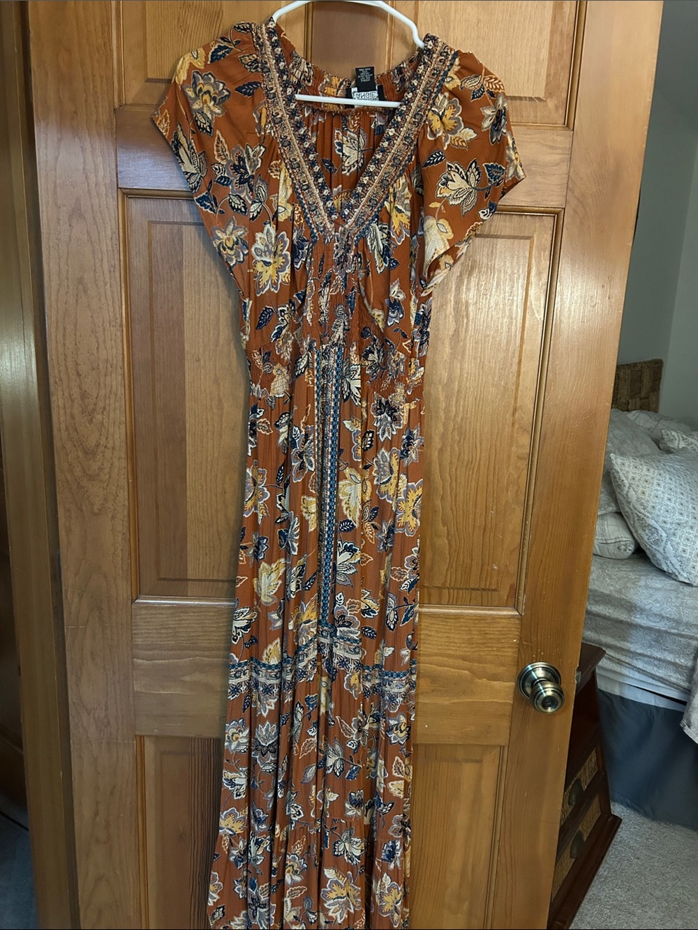 Angie Rust Floral Bohemian Maxi Dress